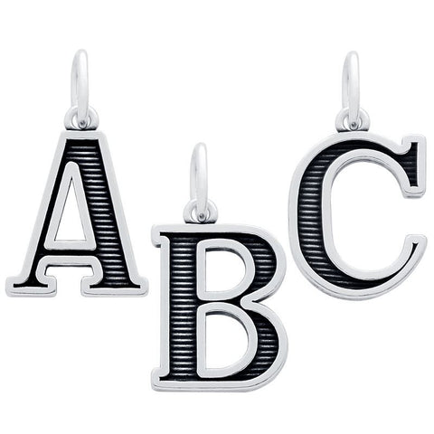 OXIDIZED STERLING SILVER UPPERCASE INITIALS CHARM