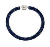 DARK BLUE STINGRAY LEATHER BRACELET WITH MAGNETIC LOCK