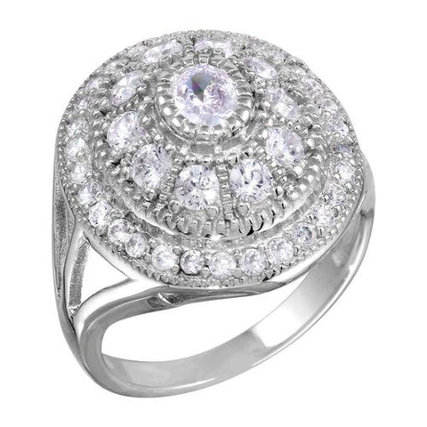 RHODIUM PLATED OVAL CZ WATERFALL HALO RING Free 3 day US Shipping!