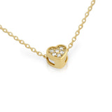 GOLD PLATED HEART CZ CLUSTER NECKLACE 16" + 2"