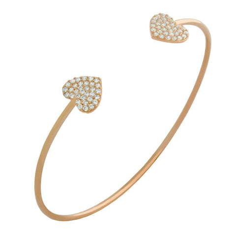 ROSE GOLD PLATED CZ DOUBLE HEART BANGLE