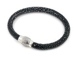 HEMATITE STINGRAY LEATHER BRACELET WITH MAGNETIC LOCK