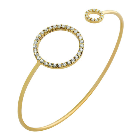 GOLD PLATED WIRE BANGLE WITH CZ RINGS