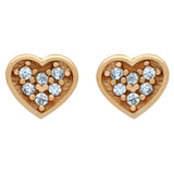 ROSE GOLD PLATED HEART SHAPED CZ CLUSTER STUD EARRINGS