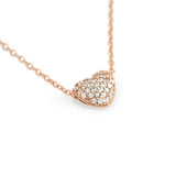 ROSE GOLD PLATED DOUBLE SIDED CZ HEART SLIDER NECKLACE 16"+1"