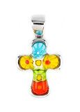 MULTI COLOR MILLEFIORI CROSS PENDANT