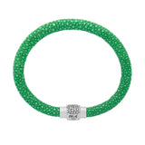 GREEN STINGRAY LEATHER BRACELET WITH MAGNETIC LOCK