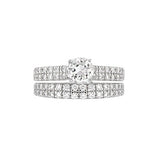 RHODIUM PLATED DOUBLE ROW CZ WEDDING SET