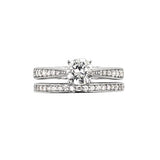 RHODIUM PLATED ROUND AND SIDE CZ WEDDING SET