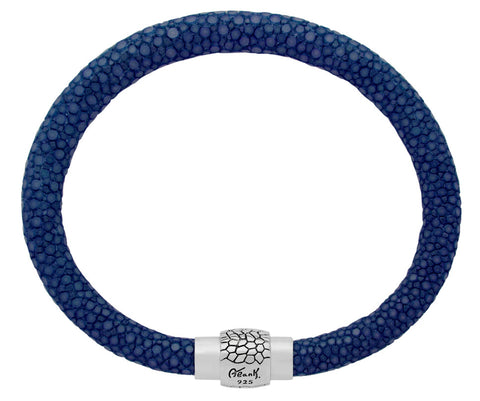 BLUE STINGRAY LEATHER BRACELET WITH MAGNETIC LOCK