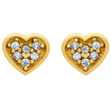 GOLD PLATED HEART SHAPED CZ CLUSTER STUD EARRINGS