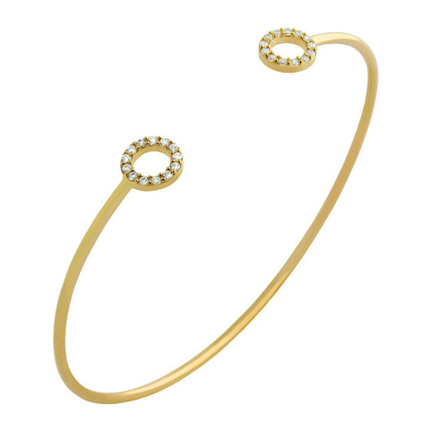 GOLD PLATED WIRE BANGLE WITH SMALL CZ RINGS