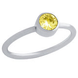 ★ 5MM SWAROVSKI YELLOW CZ BEZEL SET STACKABLE BAND RING