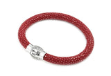 RED STINGRAY LEATHER BRACELET WITH MAGNETIC LOCK