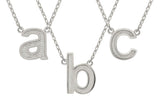 RHODIUM PLATED LOWERCASE INITIALS NECKLACE 16" + 2"