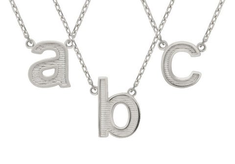 RHODIUM PLATED LOWERCASE INITIALS NECKLACE 16" + 2"