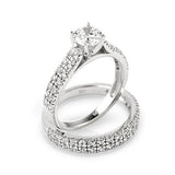 RHODIUM PLATED DOUBLE ROW CZ WEDDING SET