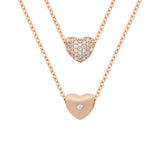 ROSE GOLD PLATED DOUBLE SIDED CZ HEART SLIDER NECKLACE 16"+1"