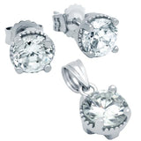 BIRTHSTONE CZ  PENDANT AND EARRINGS Buy set get free 16 inch 925 silver chain