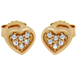 ROSE GOLD PLATED HEART SHAPED CZ CLUSTER STUD EARRINGS