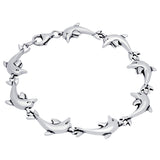 STERLING SILVER DOLPHIN LINK BRACELET 7"