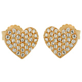 ROSE GOLD PLATED STERLING SILVER HEART EARRINGS WITH CZ PAVE