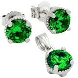 BIRTHSTONE CZ  PENDANT AND EARRINGS Buy set get free 16 inch 925 silver chain