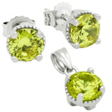 BIRTHSTONE CZ  PENDANT AND EARRINGS Buy set get free 16 inch 925 silver chain